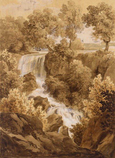 Paesaggio con cascata da Unbekannter Künstler
