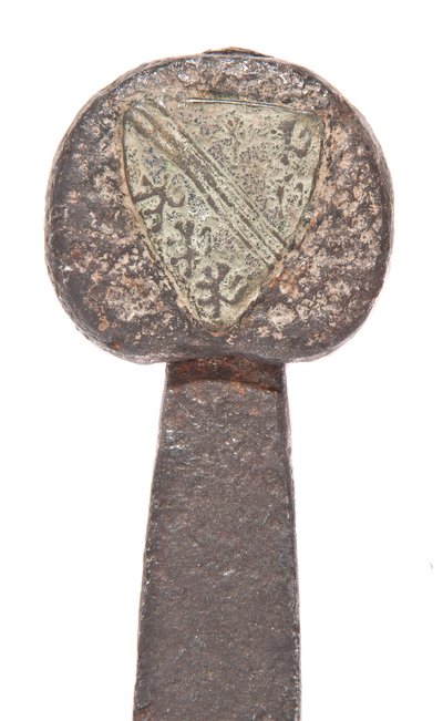 Spada a due mani tardo medievale, con lama vichinga precedente e recante le armi della famiglia De Bohun, Conti di Hereford ed Essex, XI - XIV secolo da Unbekannt