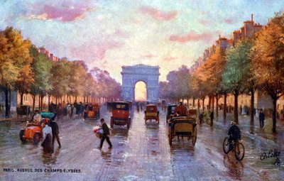 Les Champs-Élysées, Parigi, c. 1900 da Unbekannter Künstler