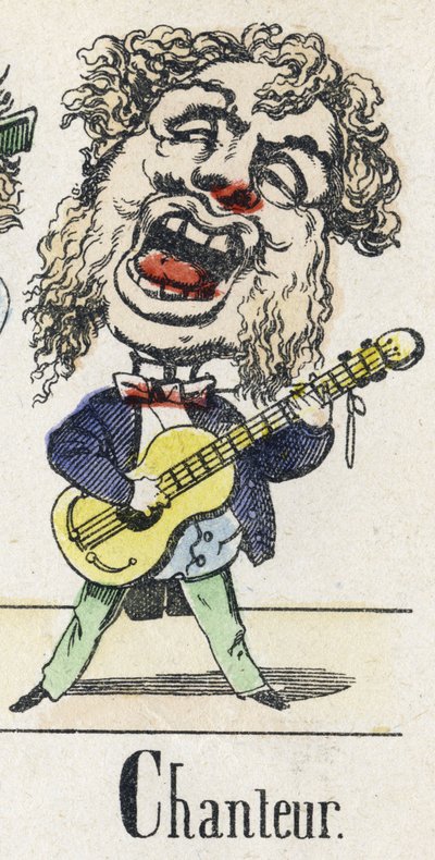 Lettera C: cantante. Alfabeto del Racconto Orientale. Immagini di Epinal, circa 1890. Serie popolare. Piccolo opuscolo di 8 pagine. da Unbekannt