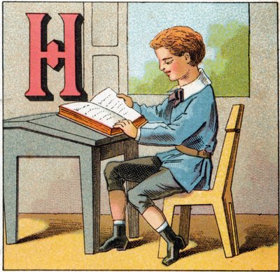Lettera H come storia di Francia. Incisione in "Alphabet des petits ecoliers". Imagerie d
