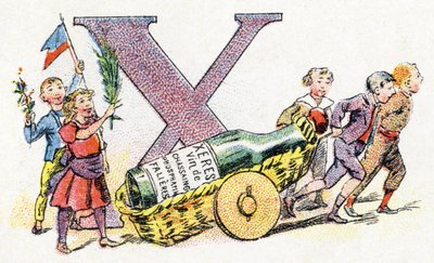 Lettera X: Xeres. Alfabeto di Phosphatine Falieres. Incisione. Alfabeto brevettato S.G.D.G. dal farmacista Pierre Emile Falieres. Illustrazioni in cromolitografia, fine XIX secolo. 16 pagine. Dim: 103x154mm da Unbekannt