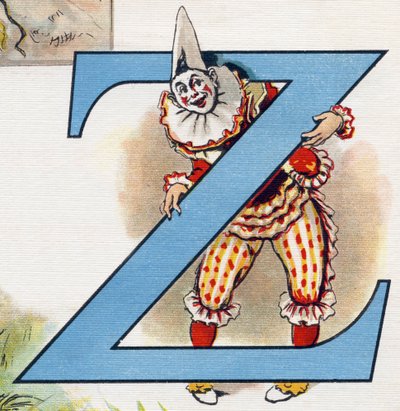 Lettera Z: Zizi il clown. Incisione in "ABC L