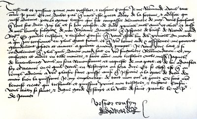 Lettera di re Edoardo IV a Francesco II, duca di Bretagna, chiedendo aiuto per il recupero del suo regno, scritta a Saint-Pol, 9 gennaio da Unbekannt