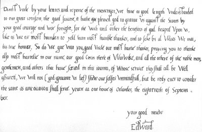 Lettera di re Edoardo VI all