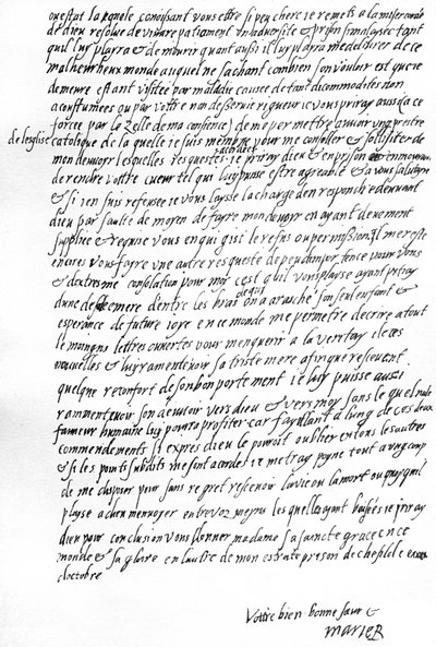 Lettera di Maria Stuarda mentre era in prigione a Sheffield a Elisabetta I d