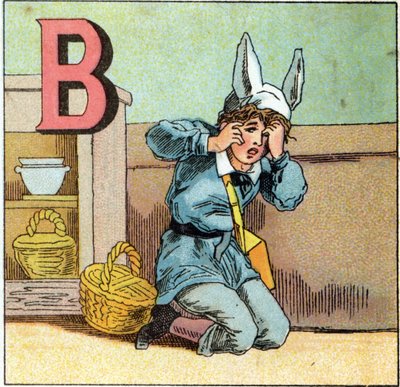 Lettera B come cappello da asino. Incisione in "Alphabet des petits ecoliers". Imagerie di Epinal, circa 1885. Collezione privata da Unbekannt