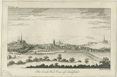 Lichfield - Vista Sud-Ovest: incisione, nd [c 1764] da Unbekannt
