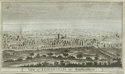 Lichfield - Vista Sud-Ovest: incisione, nd [c 1780-85] da Unbekannt