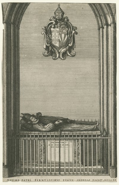 Cattedrale di Lichfield - Monumento di Bishop Hacket: incisione, nd [?fine XVII sec] da Unbekannt