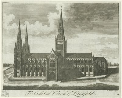 Cattedrale di Lichfield - Vista Sud: incisione, nd [?XVIII sec] da Unbekannt