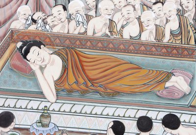 Vita del Buddha, dopo 45 anni di insegnamento del Dharma, il Buddha entra nel Parinirvana, Seoul, Corea del Sud da Unbekannt