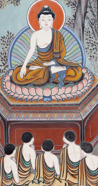 Vita del Buddha. Come Buddha, un risvegliato, tornò per insegnare ai suoi cinque compagni praticanti la Nobile Verità dell