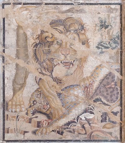 Leone e leopardo (mosaico) da Unbekannter Künstler