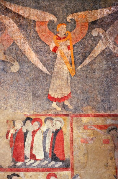 Loira Atlantica N* 080 - St-Sulpice des Landes - Chiesa detta del "vecchio borgo" - affreschi del XV secolo - Angelo della volta che suona il "rebec" (viola) da Unbekannt