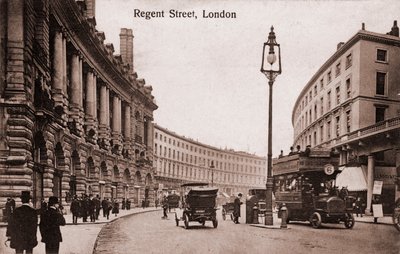 Londra - Regent Street con primi tram e automobili, primi anni 1900 da Unbekannter Künstler