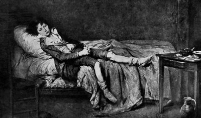 Luigi XVII (1785-1795) allungato nella sua cella della prigione del Tempio dove è rinchiuso dal 13 agosto da Unbekannter Künstler