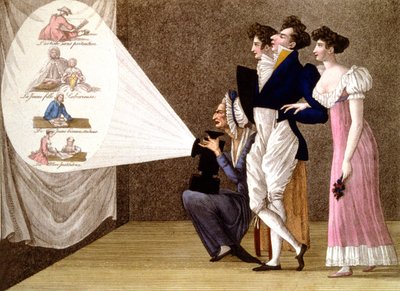 Lanterna magica a Parigi, c. 1810 da Unbekannter Künstler