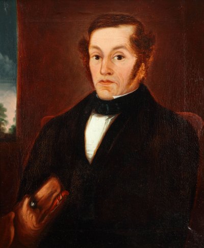 Uomo con cane e papillon 1825 da Unbekannter Künstler