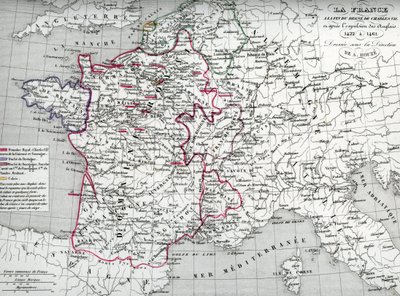 Mappa della Francia ai tempi del re Carlo VII e dopo l