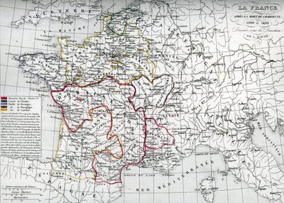 Mappa della Francia ai tempi del re Carlo VI da Unbekannter Künstler