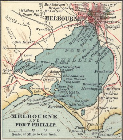 Mappa di Melbourne, c.1900 da Unbekannter Künstler