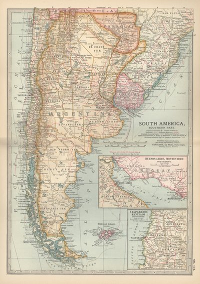 Mappa della parte meridionale del Sud America, c.1900 (incisione) da Unbekannter Künstler
