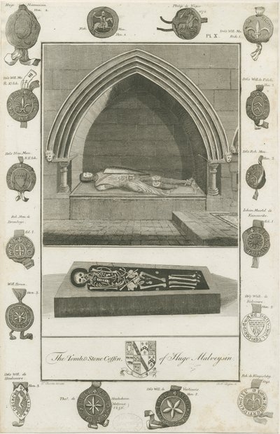 Mavesyn Ridware - Tomba di Hugo Mavesyn: incisione da Unbekannt