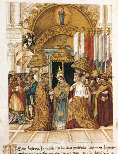 Incontro tra Federico Barbarossa e Papa Alessandro III al Palazzo Ducale di Venezia nel 1177 da Unbekannter Künstler
