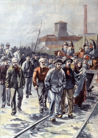 Minatori in sciopero a Courrières, c.1906 da Unbekannter Künstler
