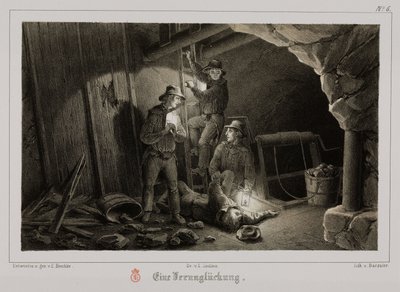 Estrazione mineraria, Minerali metallici Incidente minerario, Germania, circa 1851 da Unbekannt