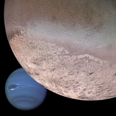 Montaggio di Nettuno e della sua luna Tritone da Unbekannt