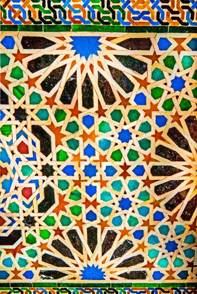 Mosaico, Palazzo Comares, nel complesso del Cortile dei Mirti, Palazzi Nasridi, Alhambra, Granada, Andalusia, Spagna, Europa da Unbekannter Künstler