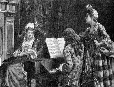 Mrs Arabella Hunt che canta alla Regina Maria da Unbekannter Künstler
