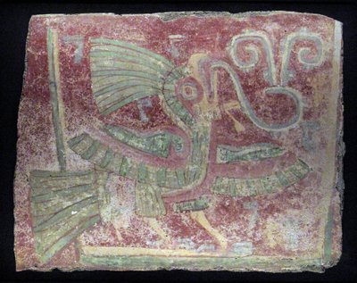Frammento murale di un quetzal con virgula cantante, Periodo Classico Antico da Unbekannt
