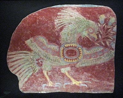Frammento murale di un quetzal allegorico, Periodo Classico Antico, 200-600 d.C. da Unbekannt