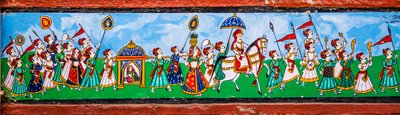 Murale nella città vecchia di Bundi, Bundi, Rajasthan, India, Asia da Unbekannter Künstler