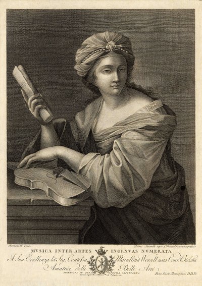 Musica inter artes ingenua numerata, Incisione di Pietro Savorelli dopo un dipinto di Giovanni Francesco Romanelli, pittore barocco del XVIII secolo da Unbekannter Künstler