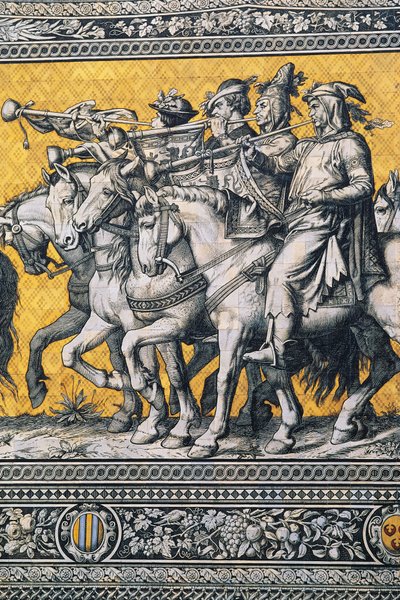 Musicisti a cavallo, Dresda, Sassonia, Germania da Benjamin Baud