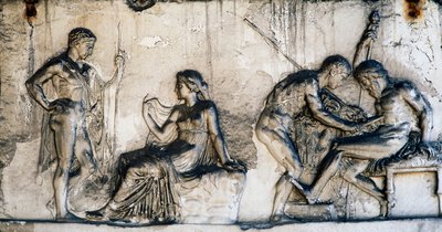 Mito di Telefo, Casa del Rilievo di Telefo, Ercolano, Campania, Italia, civiltà romana da Benjamin Baud