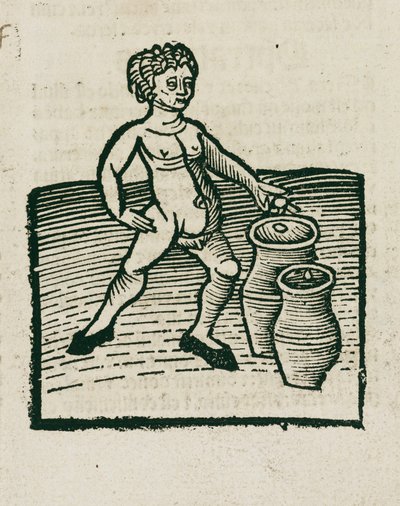 Uomo nudo con pentole da Unbekannt
