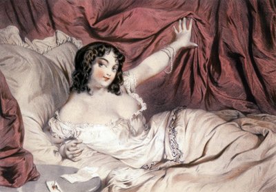 Donna nuda su letto da Unbekannter Künstler
