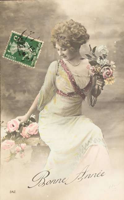 Felice anno, Auguri, Donna Belle Epoque da William M. Timlin