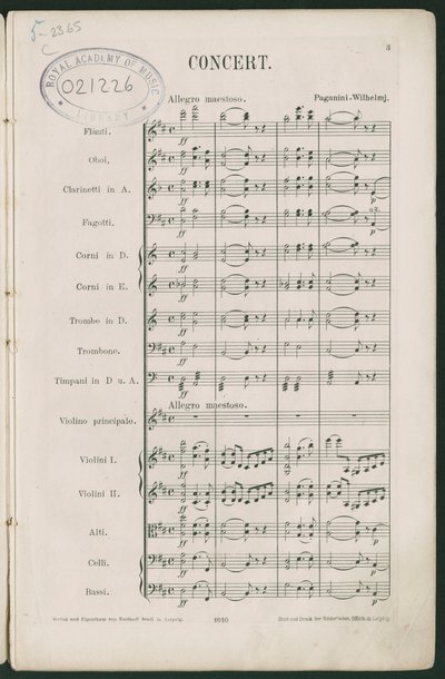 Concerto per violino n. 1, op. 6 di Paganini da Unbekannter Künstler