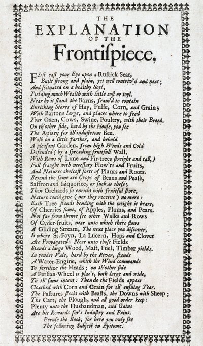 Pagina del titolo e spiegazione in forma di poema della 4a edizione di 