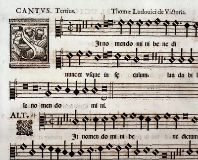 Pagina di spartito musicale di In nomen domini salmo di Tomas Luis de Victoria da Unbekannter Künstler
