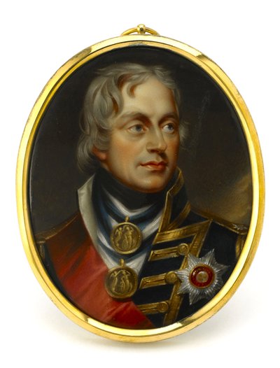 Miniatura dipinta, rappresentante il viceammiraglio Horatio Nelson (1758-1805). Montata su un pendente di rame e smalto, inizio XIX secolo, ritratto di Henry Pierce Bone (1779-1855) da Unbekannter Künstler