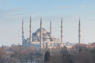 Vista panoramica della moschea blu poco prima del tramonto, Istanbul, Turchia da Unbekannter Künstler