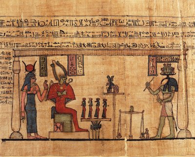 Papiro dal Primo Libro del Respiro di Ousirour, Thoth che pesa l