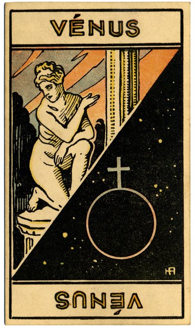 Paranormale. Astrologia. Venere (pianeta). Carta astrologica da: Le Tarot Astrologique, di Georges Muchery, Francia da Unbekannter Künstler